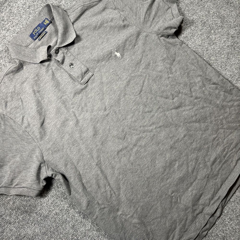 Polo Ralph Lauren Polo Shirt Mens XL Gray Short Sleeve Custom Slim Fit Pony Logo